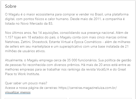 Texto-de-apresentação-da-empresa-Magalu-LinkedIn