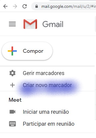 Criar novo marcador - gmail